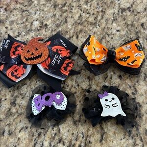 Halloween Hair Bows - Pumpkin, Ghost & Bat Set